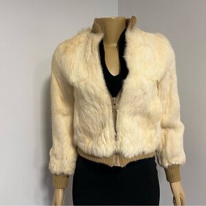 Vintage Cream Fur Mob Wife Coat Jacket XS
